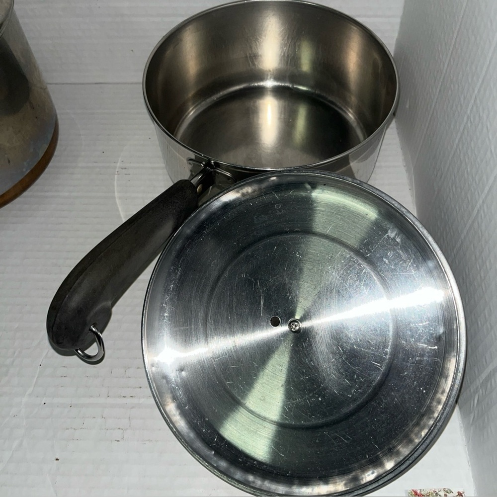 Lot Of 3 REVERE WARE Stainless Steel Copper Pots 2qt 4qt 6qt w/ Lids Cookware - Picture 3 of 9